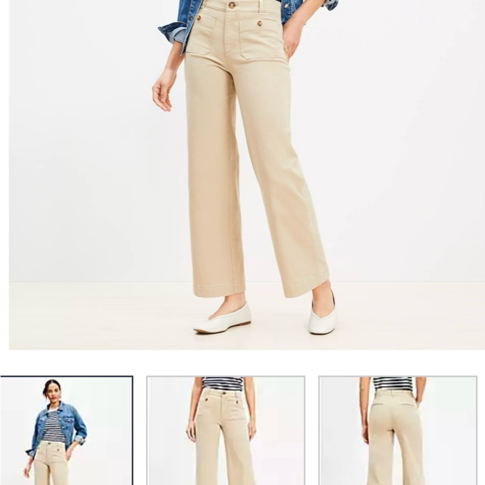 LOFT Beige Wide-Leg Pants